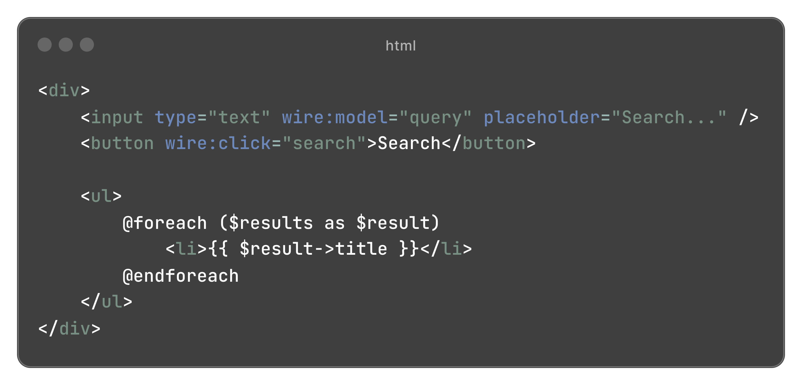 Search Component Example (HTML)